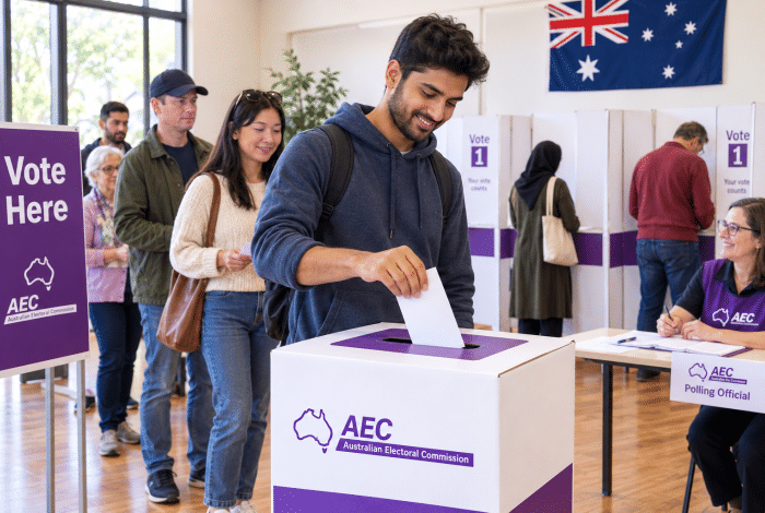 People voting at a election booth