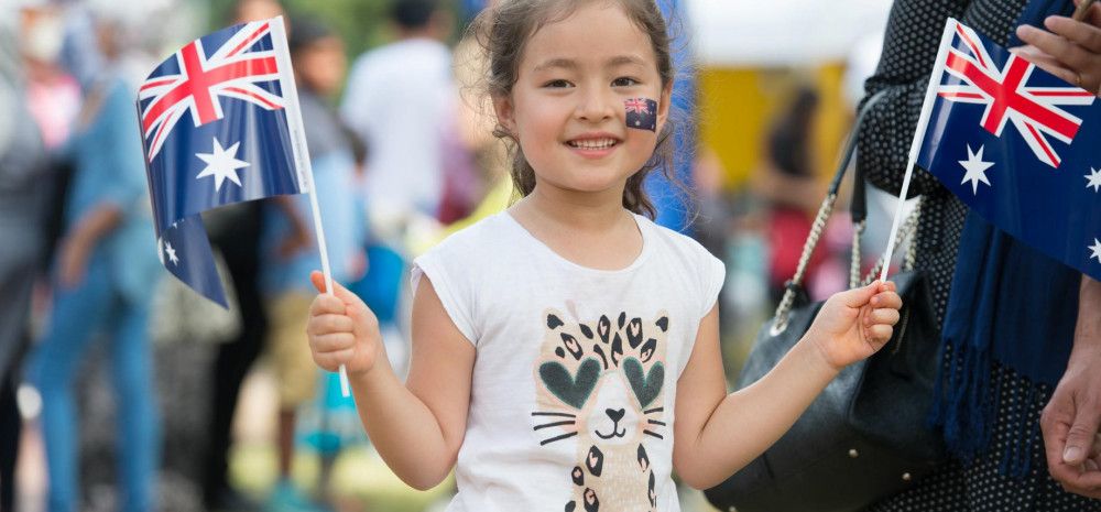 girl with Australian flags