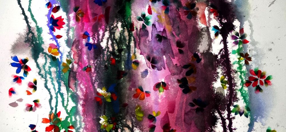 colourful painting with flowers