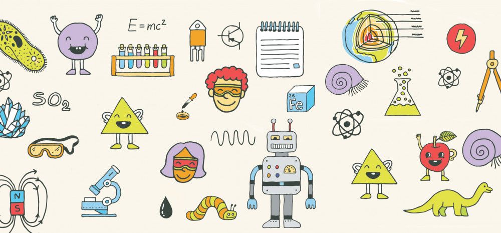Cartoon images of scientific objects
