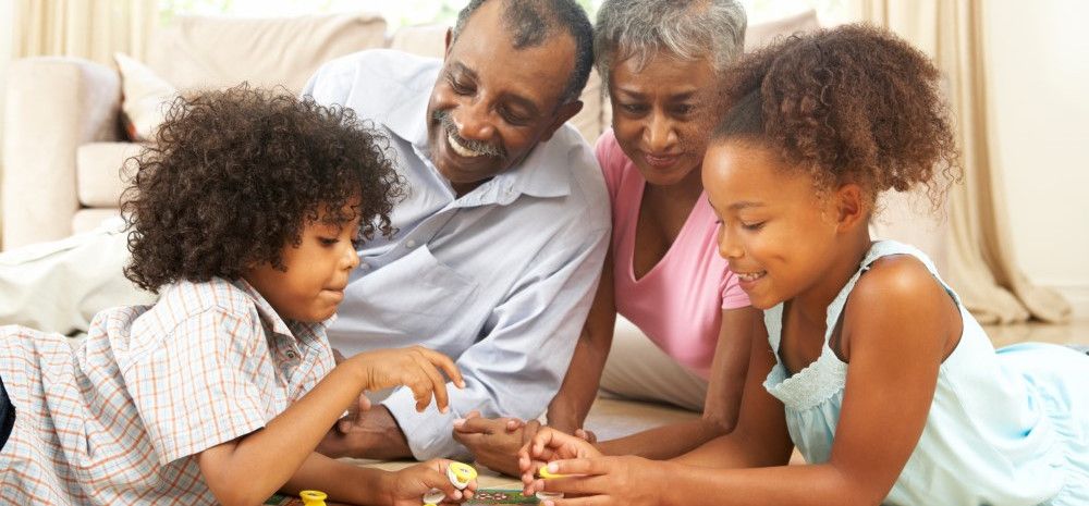 Family playing board games