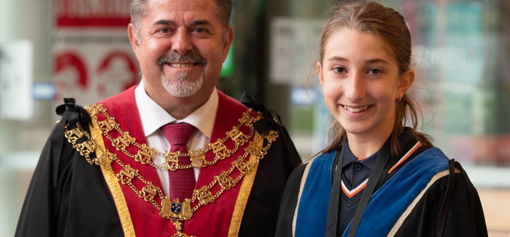 Mayor Cr Jim Memeti and Junior Mayor Mya Durakovic