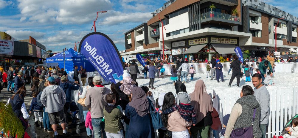 People attending Snow Fest 2019 and playing in the snow