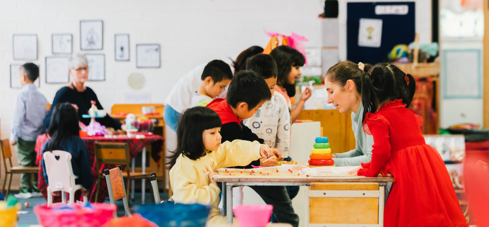 Children enjoying kindergarten.