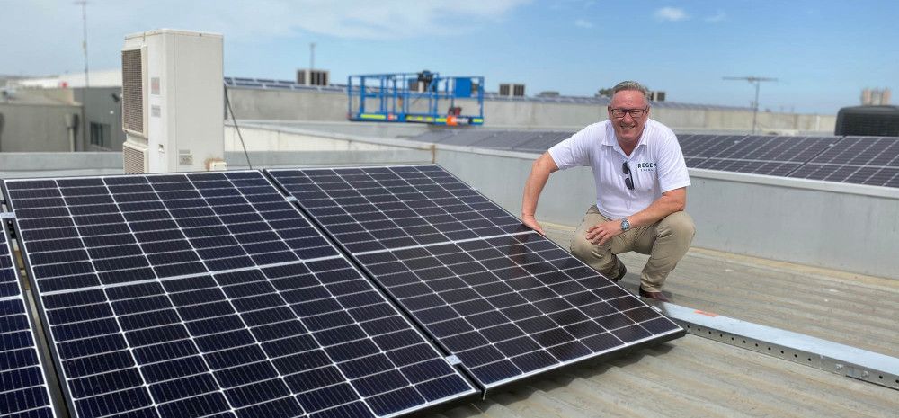 Man with solar panels