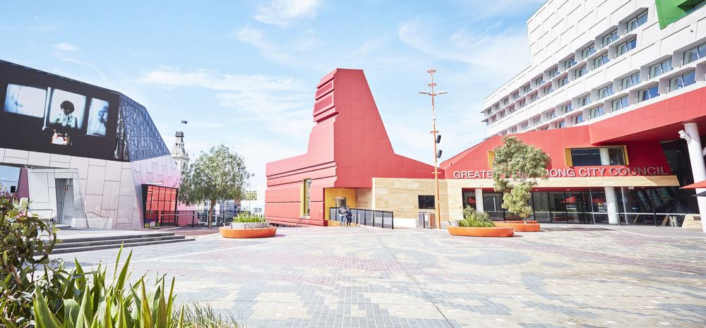 Dandenong Civic Building and Harmony Square