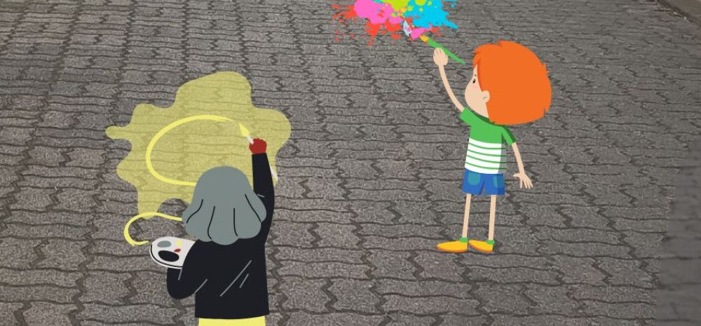 graphic image of two children painting