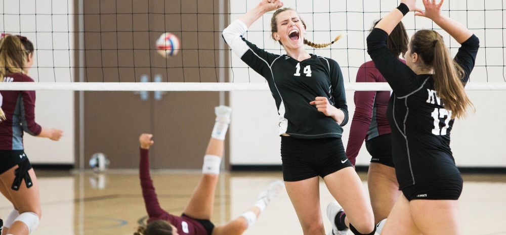 Volleyball players on court