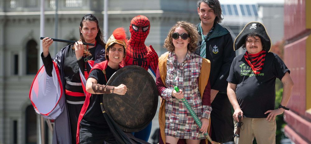 a group of people in costumes