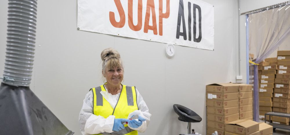 Woman cleaning soap