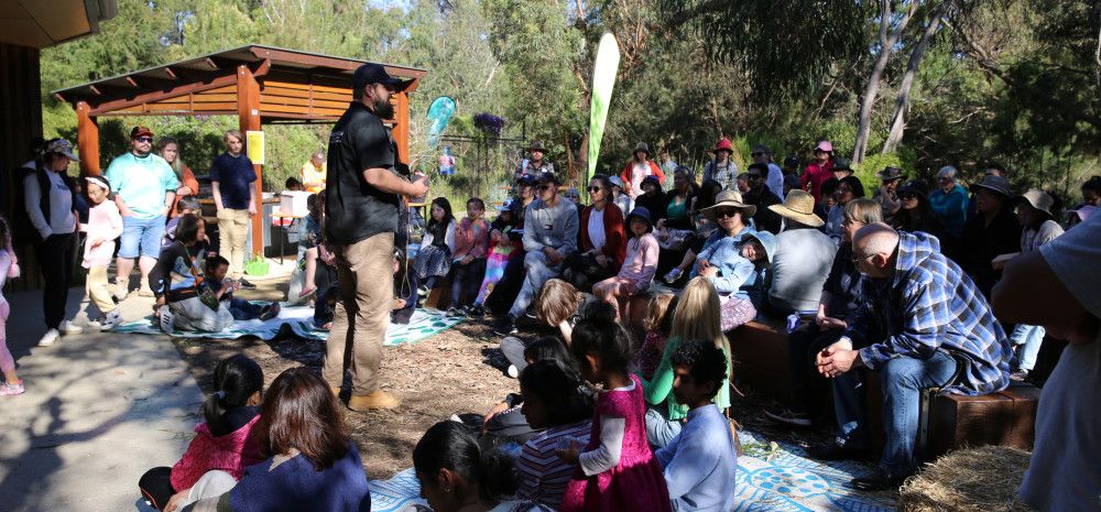 a group of people watching a wildlife show