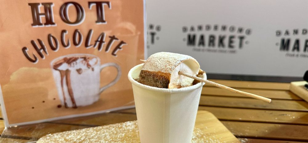 A cup of hot chocolate with a marshmello on top