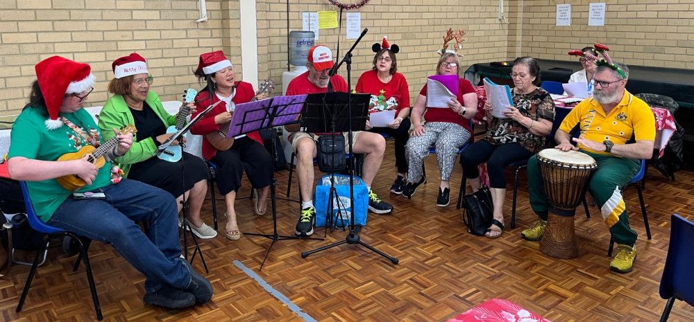 A group of people playing instruments