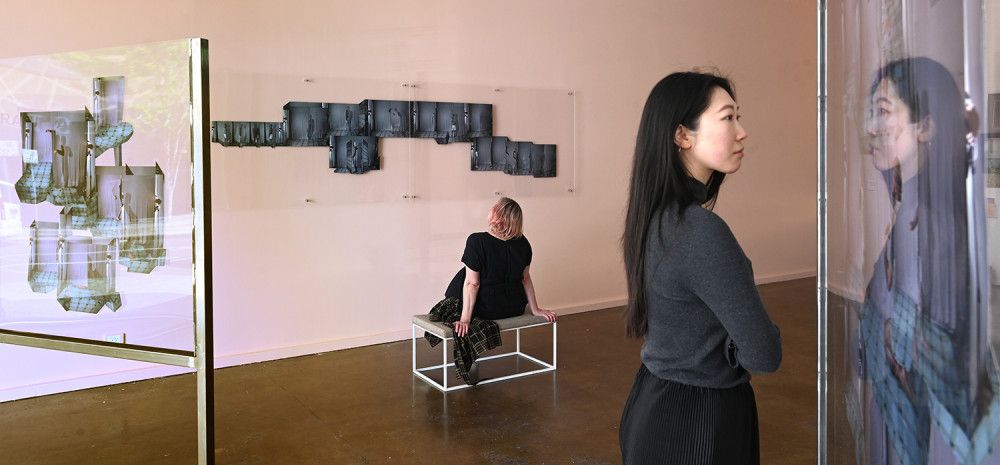 People looking at an exhibition