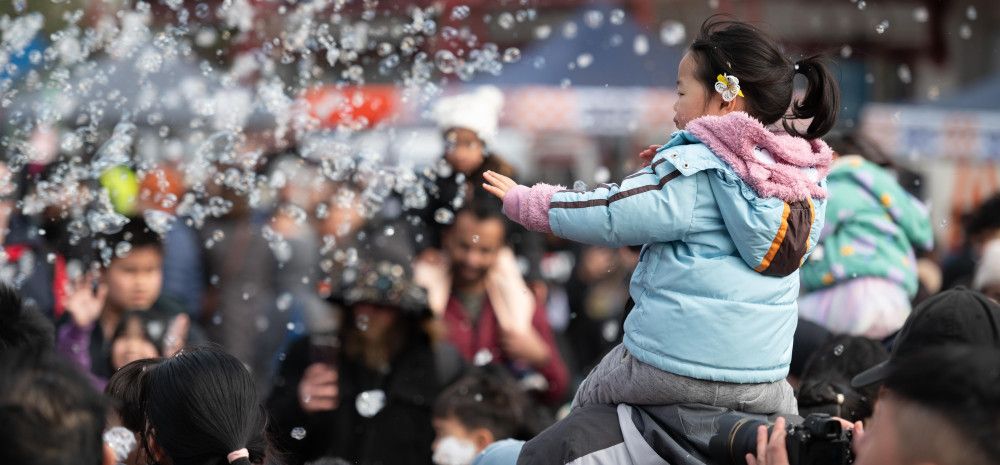 Child enjoying bubbles 