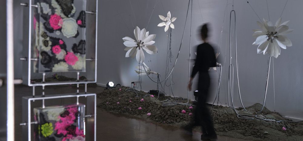 Person walking through exhibition