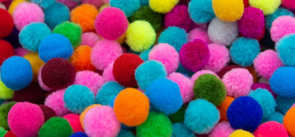 Colorful pom poms