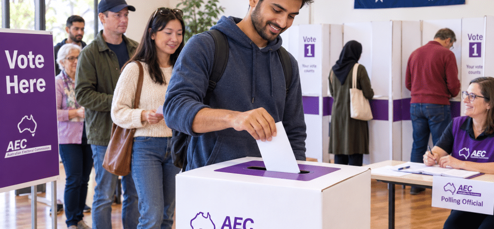 People voting at a election booth