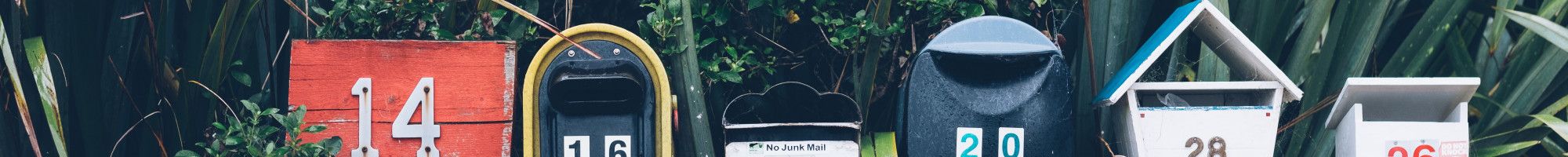 6 different letter boxes in a row