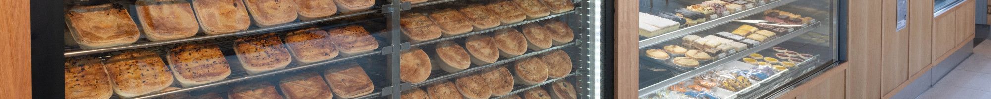 Pies and pasties in a bakery