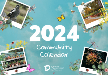Calendar cover with wording 2024 Community calendar
