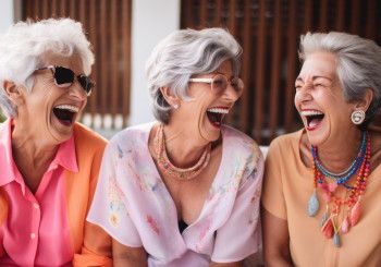 Three women laughing