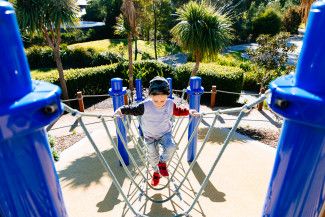 Boy enjoying a playground