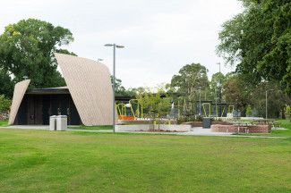 View of the park back towards the Public toilets