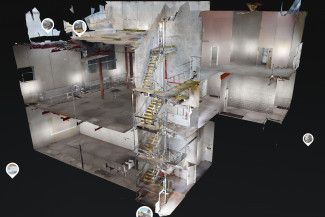 3D cutaway view of existing building showing all floors