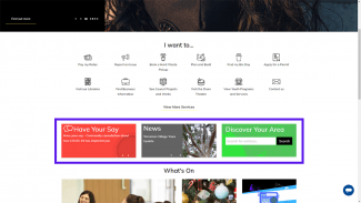 Have your Say, News and Discover your Area boxes on Corporate Site home page