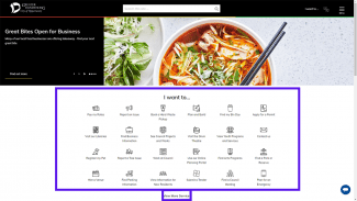 'I want to' icons - all 24 icons open on home page of  Corporate Site
