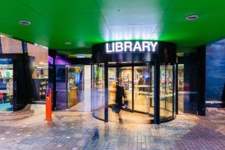 Library doors at Dandenong Library