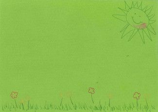 Drawing of flowers, grass and the sun