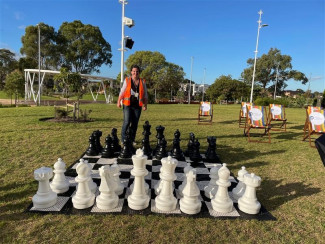 Giant Chess game and Event staff at Springvale Community Hub
