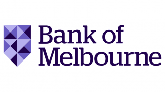 Purple logo and font reading Bank of Melbourne 