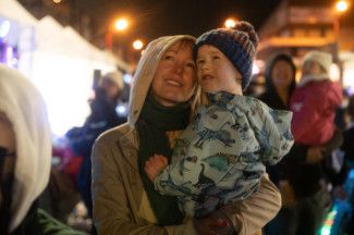 People watching fireworks  at Springvale Snow Fest 2022