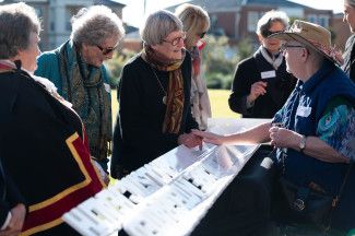 Guests at the unveiling of the Springvale Community Hospital Interpretive Sign