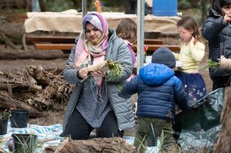 Families doing nature craft at Alex Wilkie Nature Reserve Spring Thing
