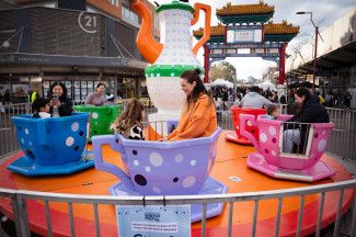 Families enjoying cup and saucers