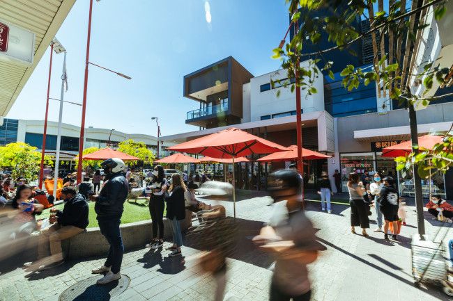 image of people moving in urban space