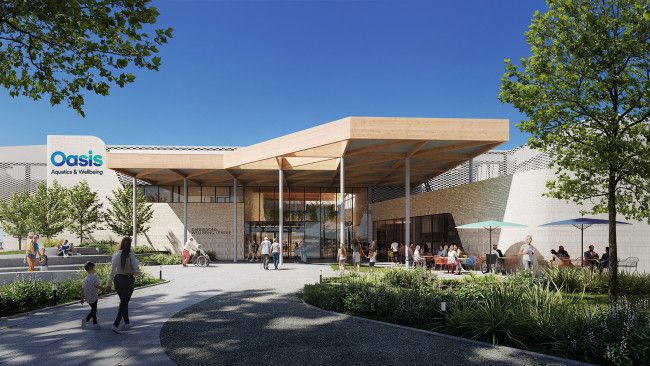 A drawing of the image of the new Oasis Aquatic and Wellbeing