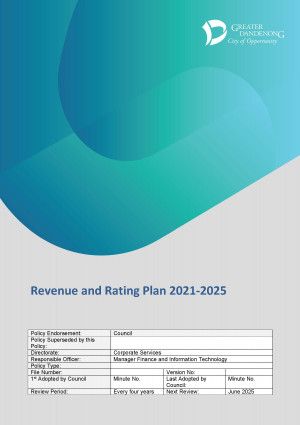 Cover image of Revenue and Rating Plan 2021-25