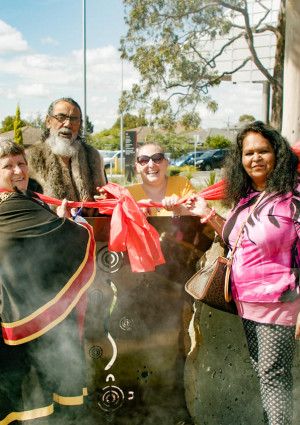 Ribbon cutting at unveiling 