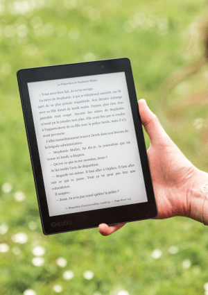 Person reading an ebook on a device