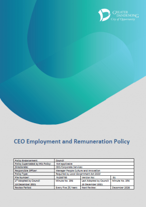 Front cover of the policy document