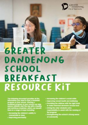 booklet cover with children eating Greater Dandenong School Breakfast Resource Kit