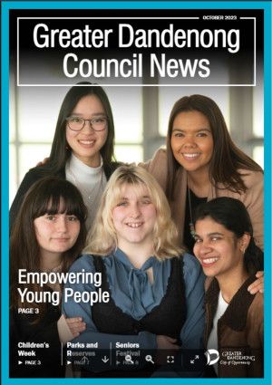 Cover of Greater Dandenong Council News with five women smiling