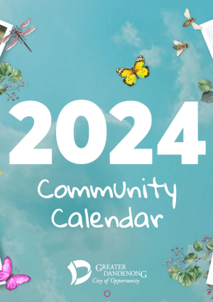 Calendar cover with wording 2024 Community calendar