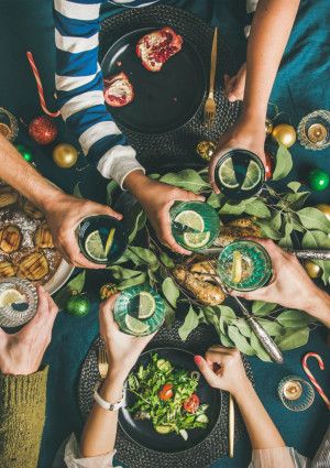 christmas meal at a table