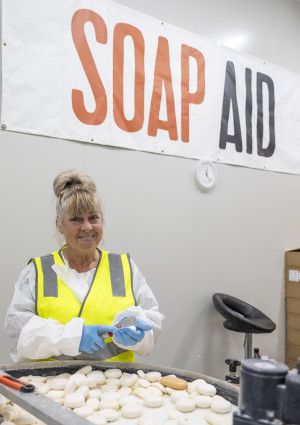 Woman cleaning soap